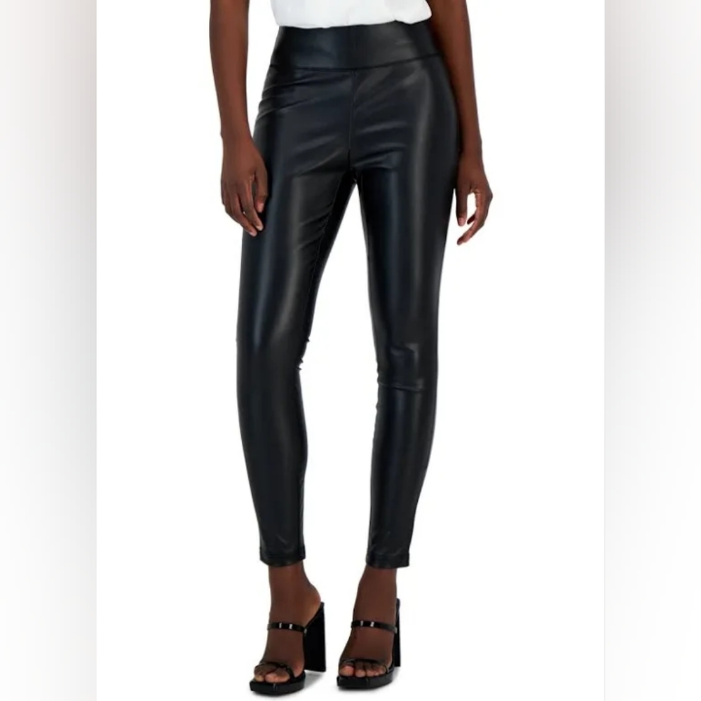 Inc Women's Faux-Leather Skinny Pants / Black / Size 6 Petite / NWT